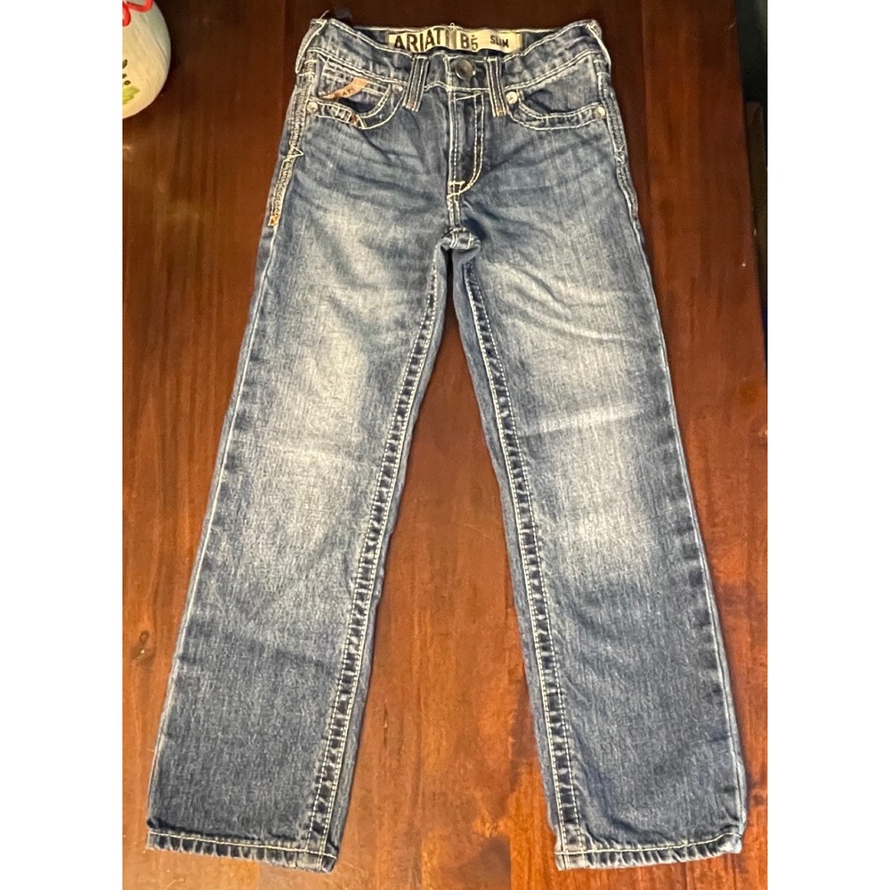 Ariat B5 Slim Dakota Boys Straight Leg Jeans Medium Wash Size 8 Adjustable Waist